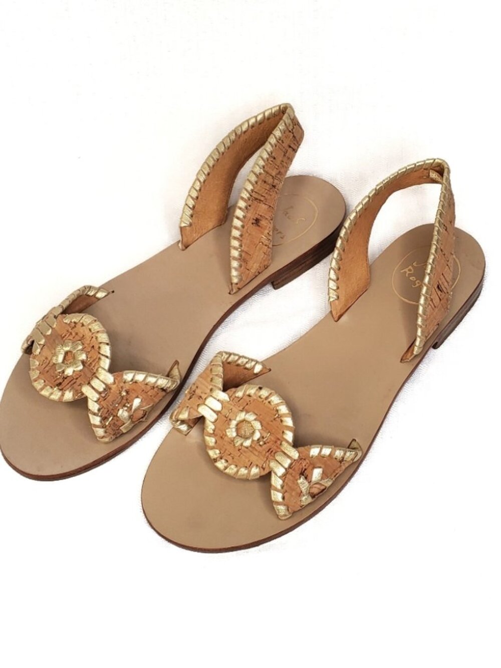 Jack Rogers Cork/Gold Liliana Slingback Sandals - Size 8 (Fit like 8.5)